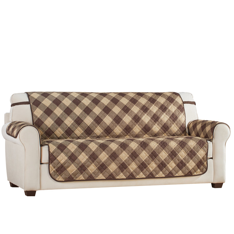 Gracie Oaks Buffalo Check Plaid Box Cushion Loveseat Slipcover